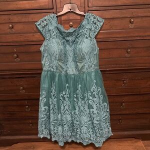 Chi Chi London Teal Lace Dress